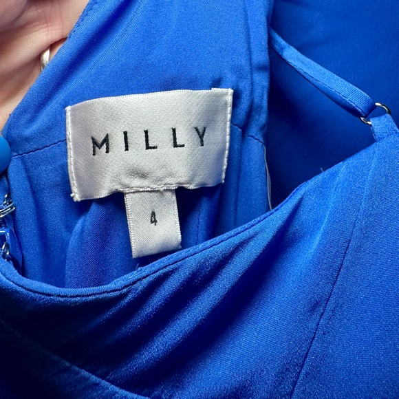 Milly Hub Beach Blue Electra Ruched Slip Dress Size 4 - Picture 6 of 7